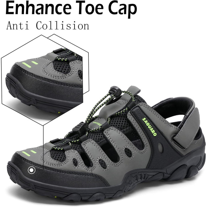 Зручні літні сандалі для чоловіків та жінок Saguaro для туризму та активного відпочинку (45 EU, Зелений)