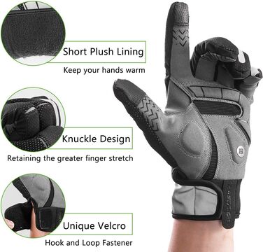 Велосипедні рукавички ROCKBROS для чоловіків та жінок, зимові рукавички з флісу, сенсорні та світловідбиваючі, для шосе, трекінгу, бігу та активного відпочинку