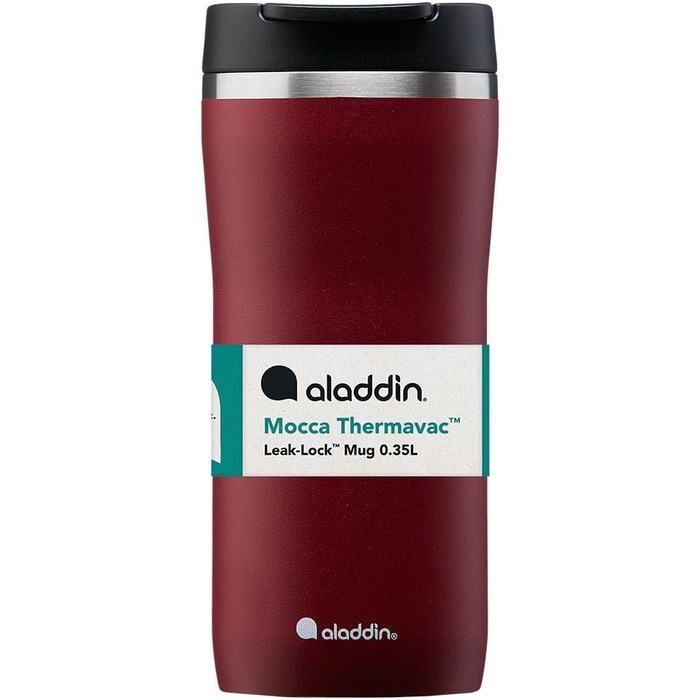 Термочашка Aladdin Barista Mocca 0.35 л, нержавіюча сталь, герметична, для кави, зберігає тепло 3 години, BPA-free, бордова, для подорожей, для напоїв, підходить для миття в посудомийці