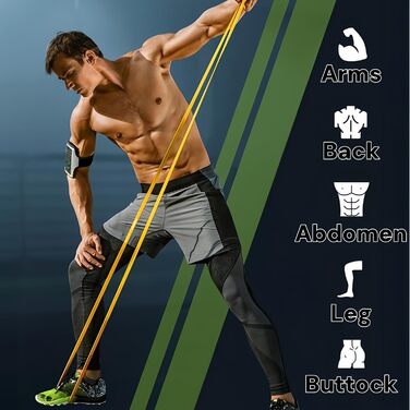 Набір еластичних стрічок для фітнесу 5 шт. з різними рівнями опору, для йоги, пілатесу, тренувань та фізіотерапії