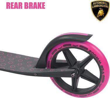 Самокат трюковий Lamborghini Cityroller рожевий, складаний, з регульованою висотою, для дітей та дорослих до 100 кг, з підніжкою та заднім гальмом