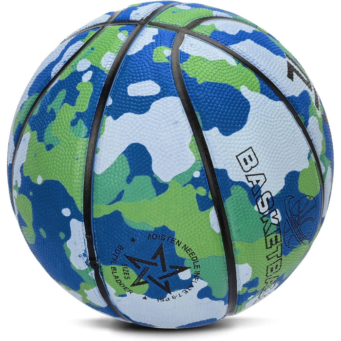 Баскетбольний м'яч Jicsetk, розмір 5/7, міні-баскетбольний м'яч для дітей, спортивний м'яч для гри на вулиці та в приміщенні (камуфляжний синій, 5)