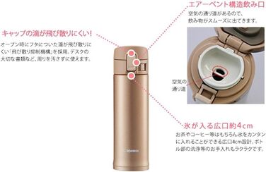 Термочашка Zojirushi з нержавіючої сталі, 480 мл, рожеве золото