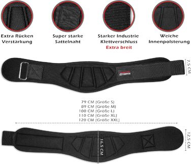 Пояс для важкої атлетики Raigeki Fitness XXL чорний – для бодібілдингу, пауерліфтингу, кросфіту (з планами тренувань)