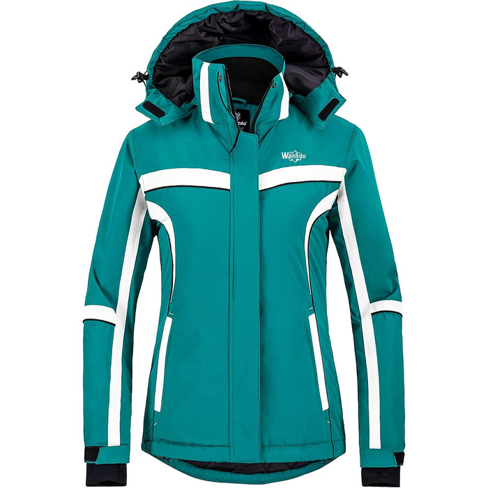 Жіноча водонепроникна куртка Wantdo для катання на лижах з капюшоном та флісовою підкладкою, зелена