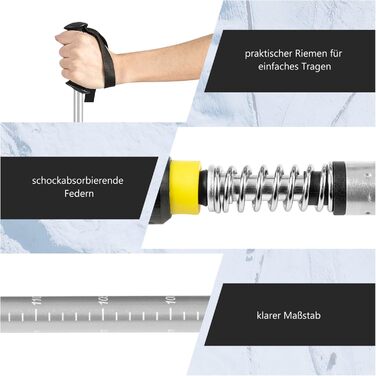 Снігоступи GYMAX легкі алюмінієві, комплект з регульованими трекінговими палками та сумкою, обладнання для гірського туризму, ходьби снігом для чоловіків, жінок, підлітків, 30 дюймів + сріблястого кольору