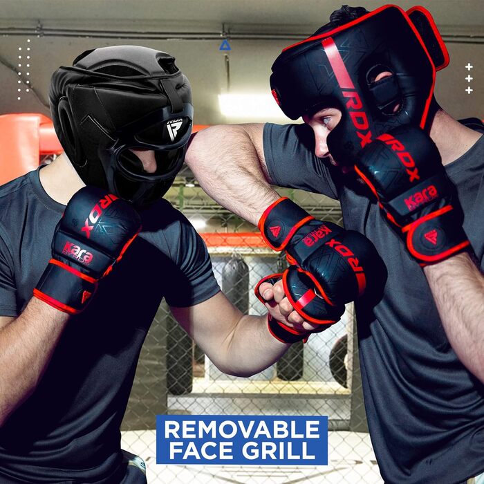 Захист голови RDX для боксу з решіткою, шкіра Maya Hide, для MMA, кікбоксингу, тайського боксу, захист обличчя та носа, боксерський шолом для тренувань, чоловічий та жіночий