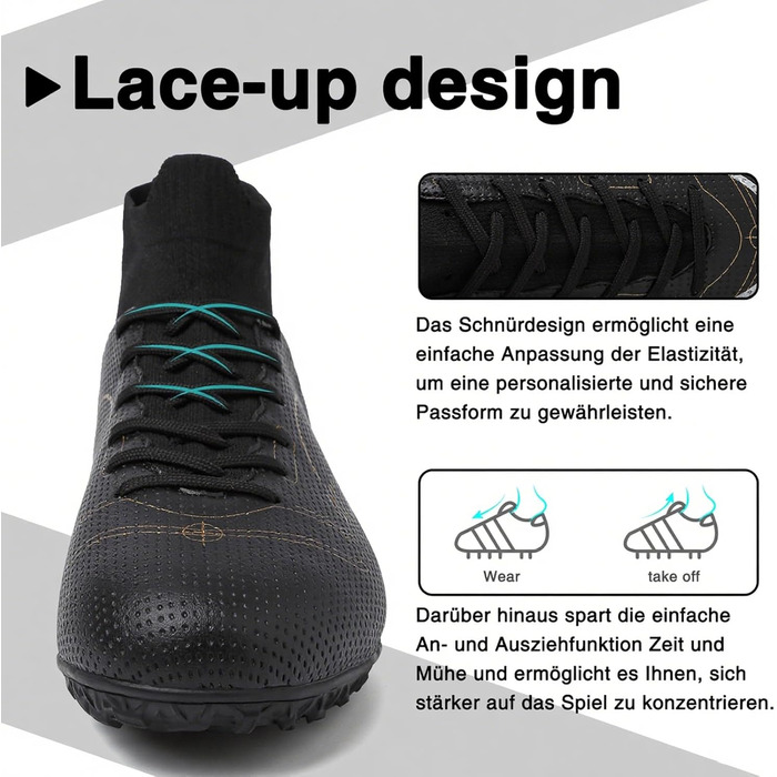 Футбольні черевики для чоловіків Madame Großer Junge, білий Tf (39 EU, чорний Tf)