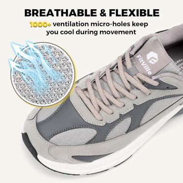 Кросівки для бігу FitVille для чоловіків з широкою стопою (X-широкі) сірого кольору, розмір 44.5 EU, спортивні, зручні, дихаючі, з неслизькою підошвою