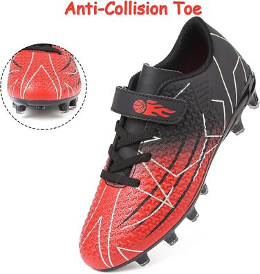 Дитячі футбольні бутси з шипами, професійні, для хлопчиків та дівчаток, чорно-червоні (36 EU)