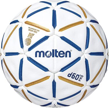 Гандбольний м'яч Molten d60 Pro без смоли, IHF, вологостійкий PU, латексна камера, для залу, 51,5-53,5 см