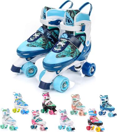 Роликові ковзани Meteor Retro Rollschuhe – стиль 80-х для дітей. Quad skate, 5 кольорів, регульований розмір 39-42 (Flora)