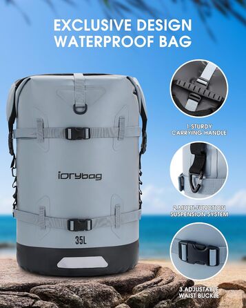 Водонепроникний рюкзак IDRYBAG 55L/35L для подорожей, каякінгу, SUP та плавання