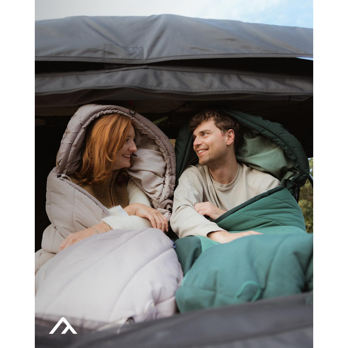 Сплячий мішок Qeedo Buddy 8 Outdoor для літа (8-25°C), 3 сезони, для дорослих та підлітків (до 200 см), компактний та легкий, поверхня Peach-Skin, колір Pinegreen