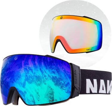 NAKED Optics The STORM: Скі-маска для чоловіків та жінок, сноуборд маска з змінними лінзами для поганої погоди, універсальний розмір (OTG) чорний, включаючи лінзу для поганої погоди