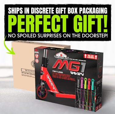 Скутер трюковий Madd Gear MG1 Raven Series – професійний, алюмінієвий, для дітей від 5 років (зелений/чорний)