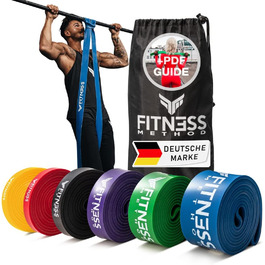 Еластичні гумки для фітнесу - набір 6 шт. / окремо з сумкою та інструкцією. Тренування вдома, тяга, фітнес-гумки (жовтий, червоний, чорний, фіолетовий, зелений, синій)