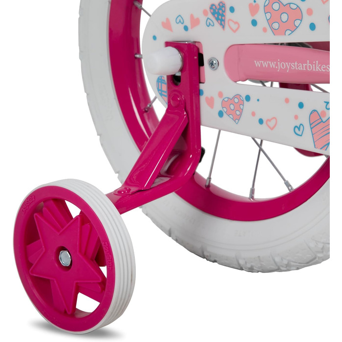 Дитячий велосипед JOYSTAR 18 дюймів для дівчаток 6-9 років з додатковими колесами та кошиком, рожевий