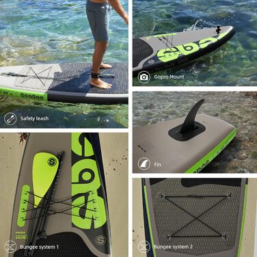 Надувна SUP-дошка для дорослих, 83 см, з аксесуарами, сіра