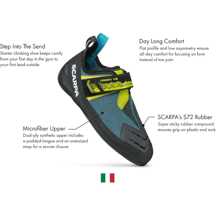 Жіночі скелелазні туфлі Scarpa Origin VS для боулдерингу, 41 EU, пастельно-зелений лайм
