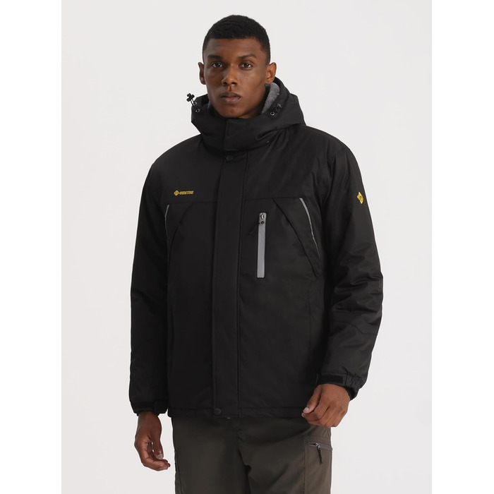 Чоловіча зимова куртка GEMYSE без блискавки, чорного кольору