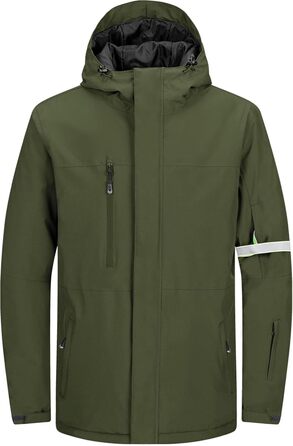 Чоловіча лижна куртка 33,000ft: Водонепроникна, вітронепроникна, тепла, функціональна куртка для сноуборду та лижного відпочинку (армійний зелений, L)