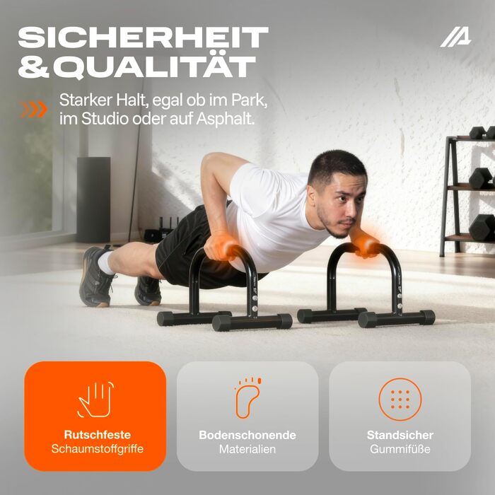 Паралелетки Parex сталеві, для захисту суглобів, з неслизьким покриттям, обладнання для калістеніки, бруси для віджимань, ідеально для стійки на руках та віджимань (Чорний, Small)