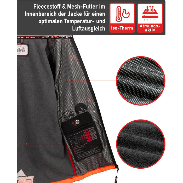 Чоловіча куртка Softshell AS301: водонепроникна функціональна куртка для outdoor з флісовою підкладкою, сіро-помаранчева, розмір L