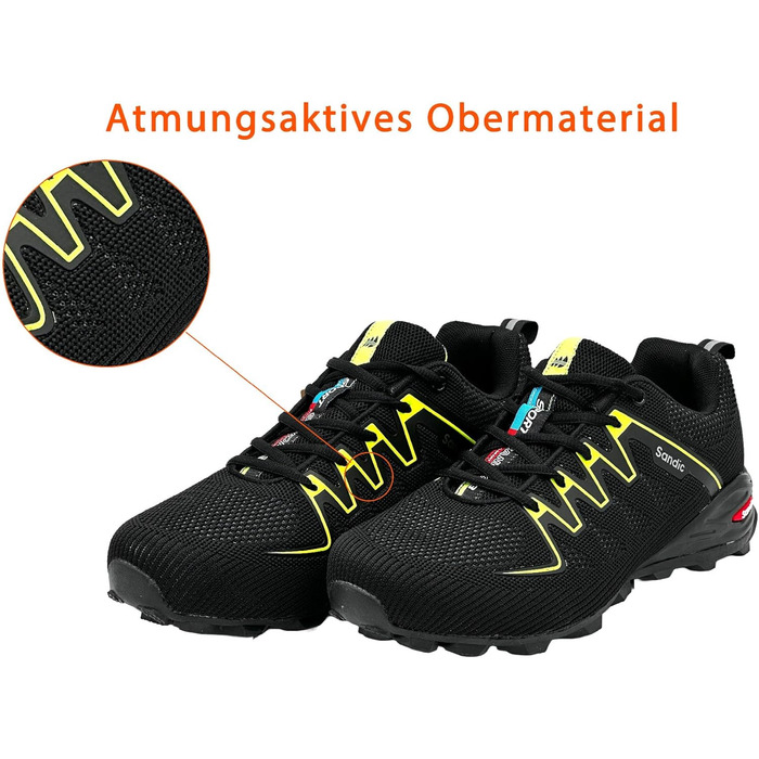 Чоловічі та жіночі трекінгові кросівки для піших прогулянок та бігу. Зручні кросівки для активного відпочинку, розмір 43 EU, чорно-зелені