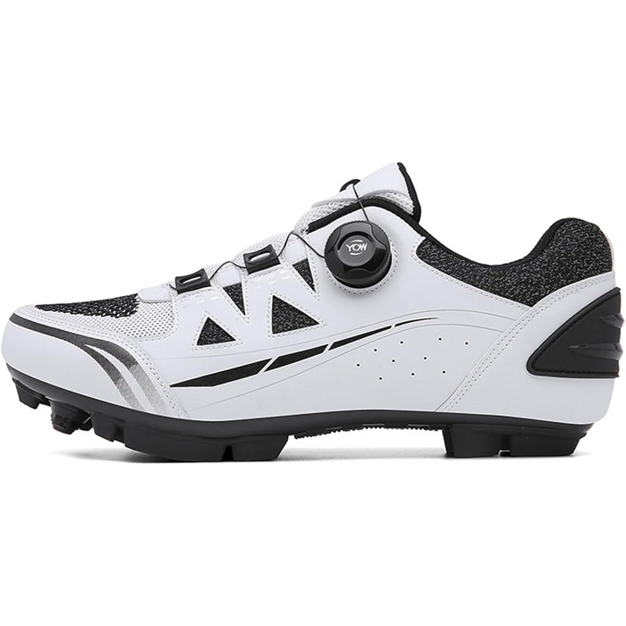 Велотуфлі MTB для чоловіків та жінок, сумісні з SPD, з клітами, дихаючі, зносостійкі, білі (43 EU)