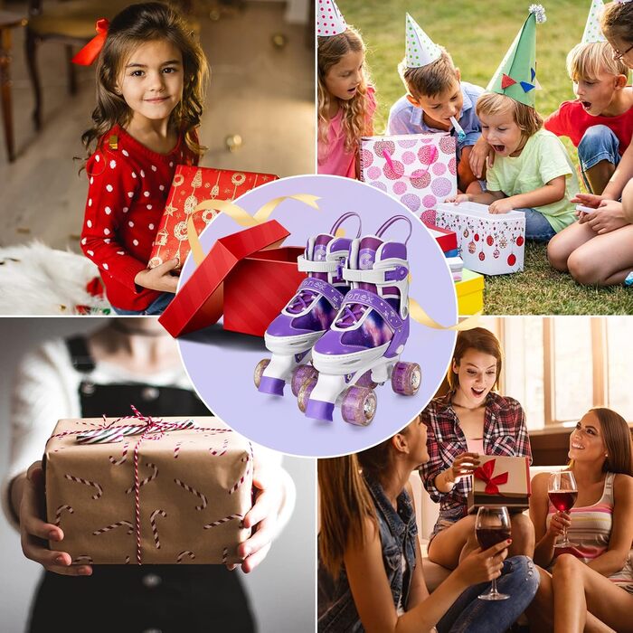 Роликові ковзани Gonex регульовані, світлові, для дівчаток, хлопчиків, дітей та дорослих. Розміри 35-42 (A-GALAXIE LILA)