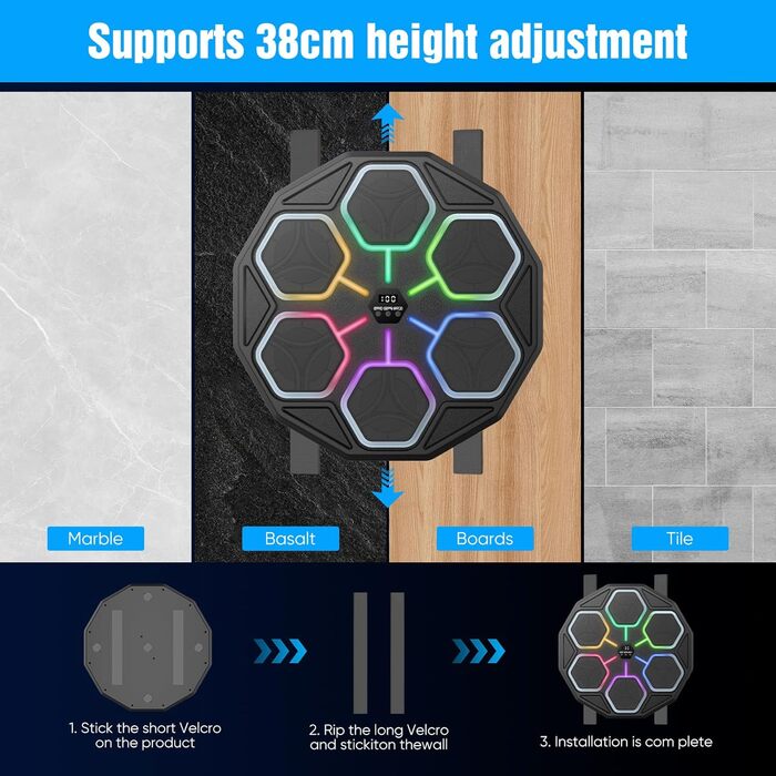 Музичний боксерський тренажер: електронна машина для ударів з Bluetooth, 11 швидкостей, 3 режими, лічильник, подарунок для дорослих та дітей