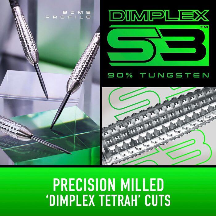 Професійний набір дротиків Harrows Dimplex Bomb & Tapered, 90% вольфрам, 10 шт, чорний
