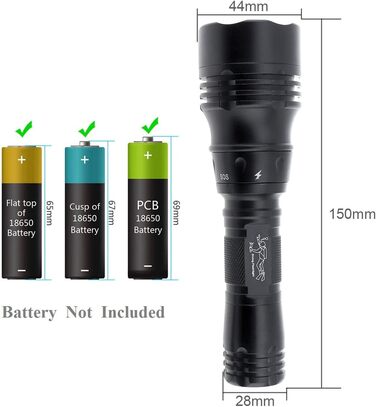 LED-ліхтар для дайвінгу SecurityIng: 5 режимів, 2000 люмен, водонепроникний до 30м, для дайвінгу, риболовлі та відпочинку на воді