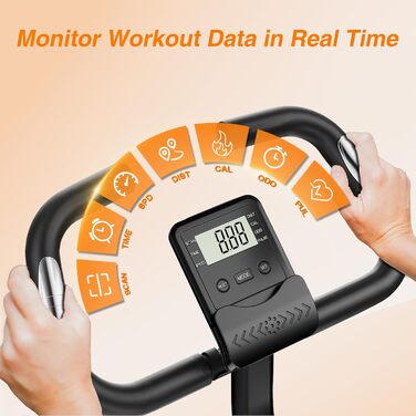 Домашній велотренажер Dskeuzeew: складаний, з магнітною системою опору 16 рівнів, з еластичним ремнем, LCD-дисплеєм, компактний