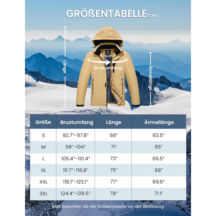 Чоловіча зимова куртка Rdruko - водонепроникна флісова куртка для сноуборду та туризму, камуфляж Khaki, розмір L