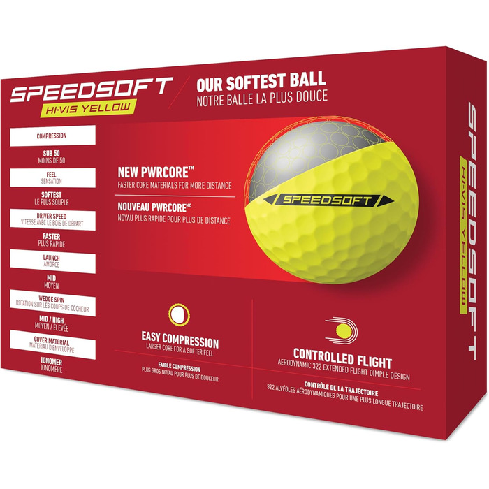 Гольф-м'яч TaylorMade Tm24 Speedsoft білий/блакитний (12 шт., жовтий)