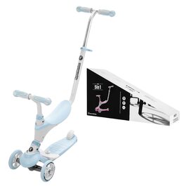 Самокат дитячий Kinderroller 5-в-1 блакитний: самокат, біговел, літній самокат з сидінням для дівчаток та хлопчиків