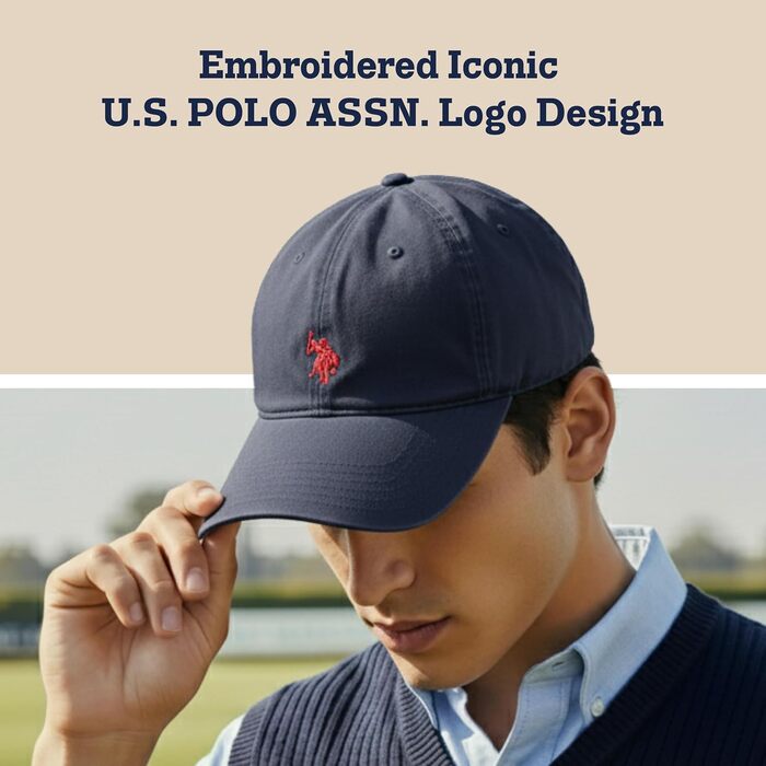 Кепка-бейсболка U.S. Polo Assn. з логотипом Pony, 100% бавовна, регульована, темно-синя