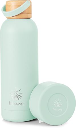 Термобутилка beloove™ 500 мл м'ятно-зелена, з нержавіючої сталі, BPA-free, з чохлом, подвійні стінки, герметична, для газованих напоїв, термос, стійка до подряпин, порошкове покриття