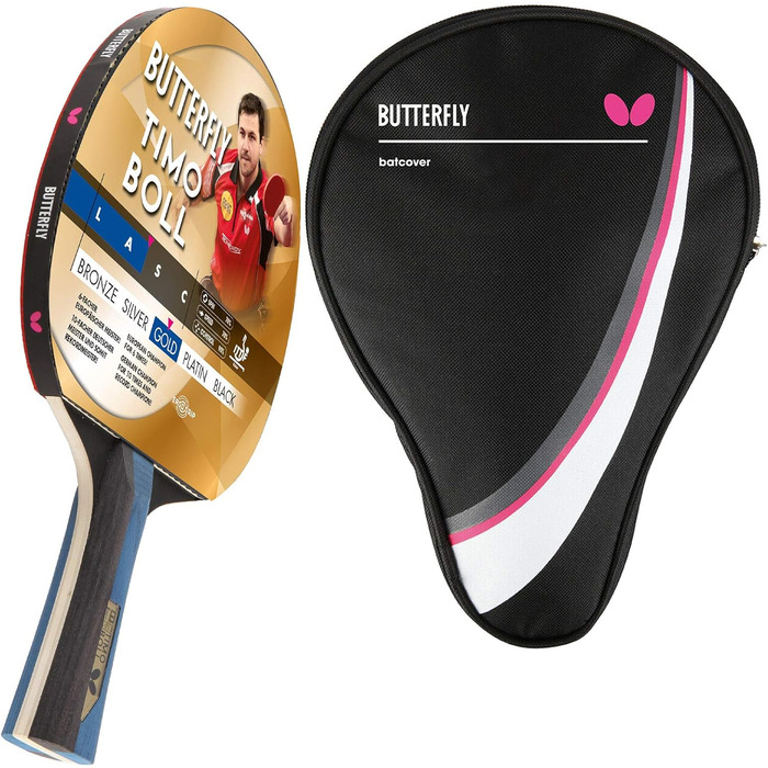 Професійна ракетка для настільного тенісу Butterfly Timo Boll Gold, ITTF сертифікована, високоякісна, для досвідчених гравців, комплект із чохлом