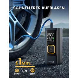 Електрична повітряна помпа Lamicall для велосипеда, авто, мотоцикла та м'ячів - 150PSI, з LED-ліхтариком (оновлена)
