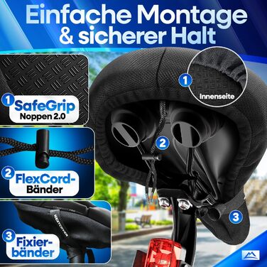 Накидка на сидіння велосипеда Nextcover® CoverPro з Memory Foam 4.0 - ергономічна гелева накладка на сидіння велосипеда - м'яка накидка для сидіння велосипеда I підстилка на сидіння велосипеда для жінок та чоловіків (City)