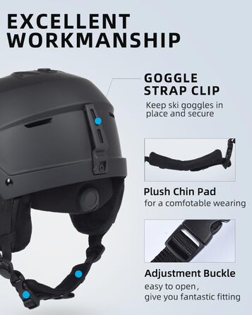 Шолом для сноуборду та лиж для чоловіків та жінок, чорний, розмір L (59-61 см)