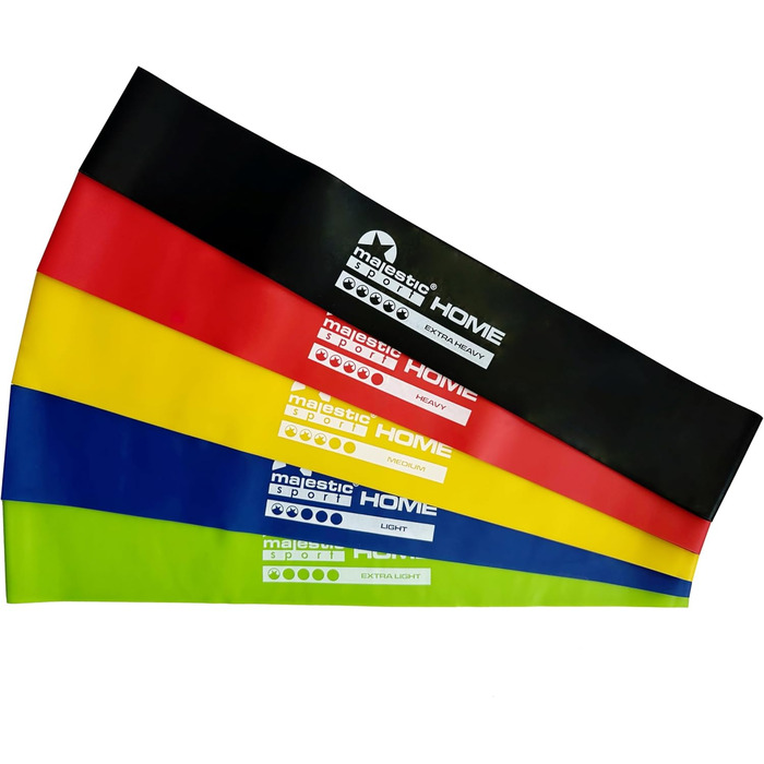 Набір фітнес-гумок Majestic Sport 5 шт. для фітнесу, пілатесу, йоги та м'язового розвитку (Booty Band, Mini Home Band)