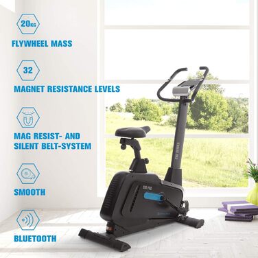 Велотренажер Capital Sports Evo Heimtrainer Bluetooth, магнітний, 32 рівня, ергометр, тримач для планшета, пульсометр, додаток, чорний