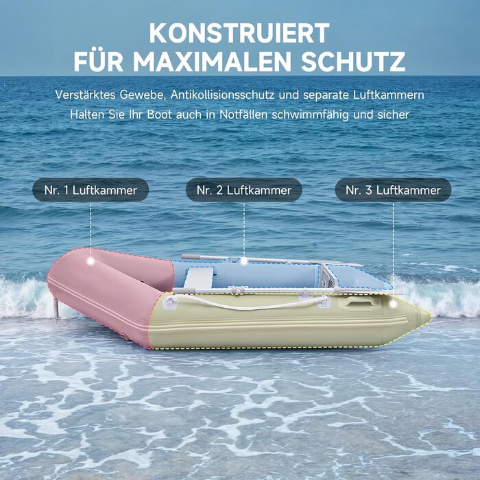 Надувне човен Dartmoor для 2 дорослих: сірий човен з алюмінієвим дном, веслами та насосом (230x130x33 см)