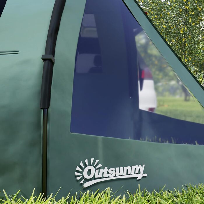 Намет Outsunny для кемпінгу 4 особи, сімейний, водонепроникний (2000 мм), зелений - для подорожей, трекінгу, саду