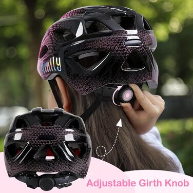 Дитячий шолом Kinderhelm для велосипеда, 3-8 років, регульований, комплект наколінників (рожевий, чорний)