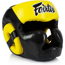 Кінцева захист голови Fairtex Super Sparring Boxen Leder (Hg13 Full Head, Чорний/Жовтий, L)